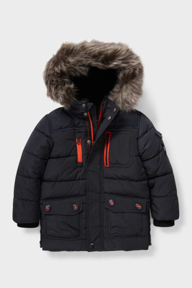 Children - Quilted jacket with hood - dark gray