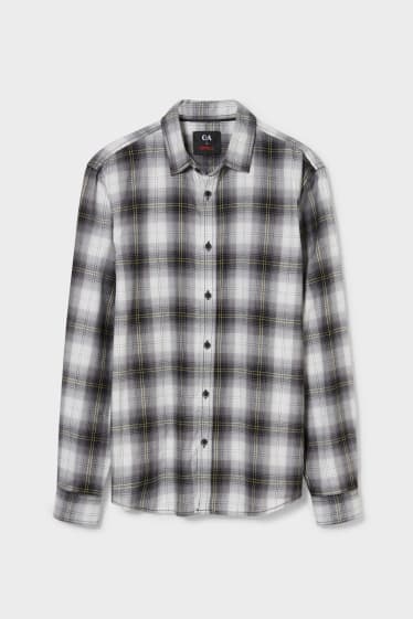 Heren - Overhemd - regular fit - kent - THERMOLITE® - geruit - grijs