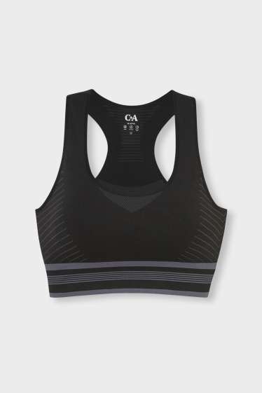 Women - Sports bra - padded - seamless - black