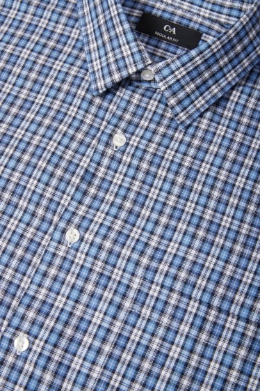 Pánské - Svetr a košile z jemného úpletu - regular fit - kent - modrá/bílá