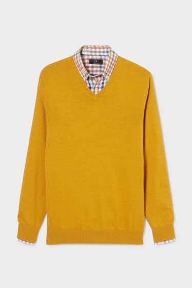 Hommes - Pull et chemise - regular fit - col button down  - jaune