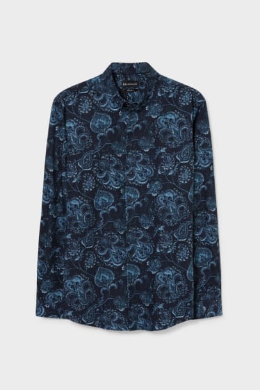 Men - Corduroy shirt - regular fit - button-down collar - dark blue