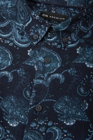 Men - Corduroy shirt - regular fit - button-down collar - dark blue