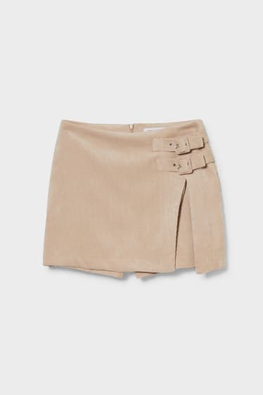 Ados & jeunes adultes - CLOCKHOUSE - jupe-short en velours côtelé - beige