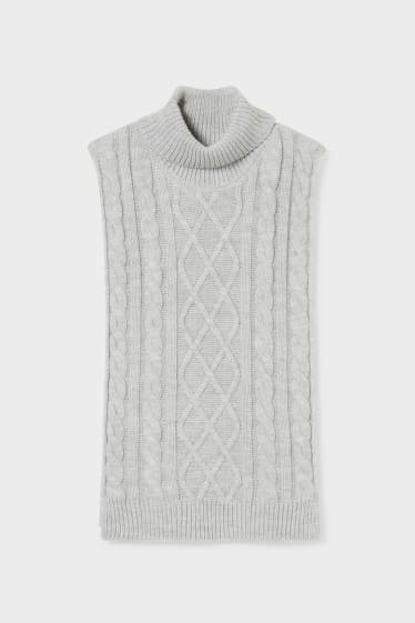 Women - Knitted slipover - light gray-melange