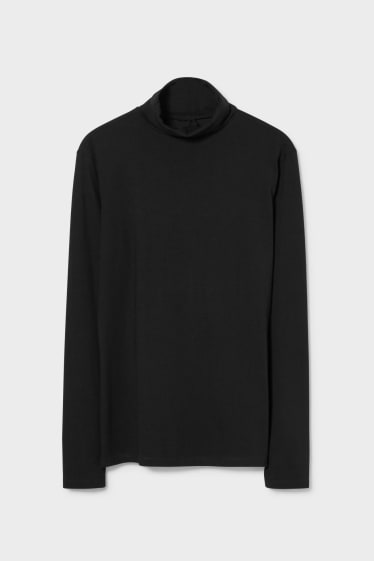 Women - Basic polo neck top - black