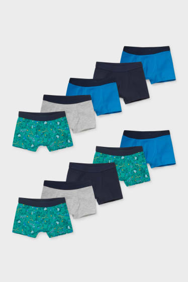 Kinderen - Set van 10 - boxershort - blauw / donkergroen