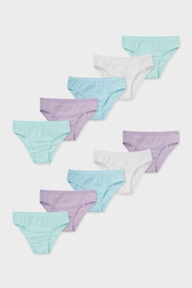 Enfants filles - Lot de 10 - culottes - blanc / rose