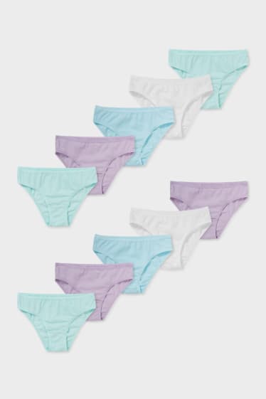 Kinderen - Set van 10 - slip - wit / roze