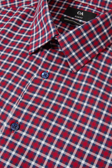 Uomo - Camicia business - slim fit - maniche ultralunghe - facile da stirare - rosso scuro