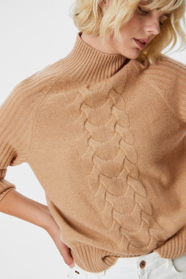 Women - Cashmere jumper - havanna