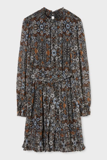 Women - Fit & flare dress - floral - black