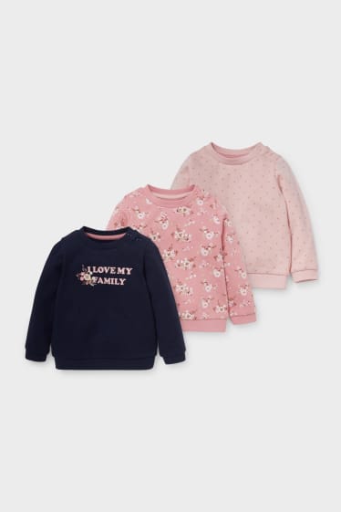 Babys - Multipack 3er - Baby-Sweatshirt - rosa / dunkelblau