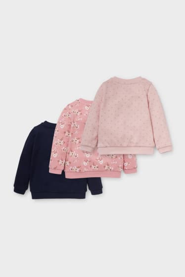 Baby's - Set van 3 - baby-sweatshirt - roze / donkerblauw