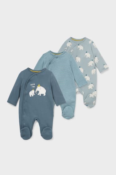 Niemowlęta - Wielopak, 3 szt. - piżama niemowlęca - niebieski / ciemnoniebieski