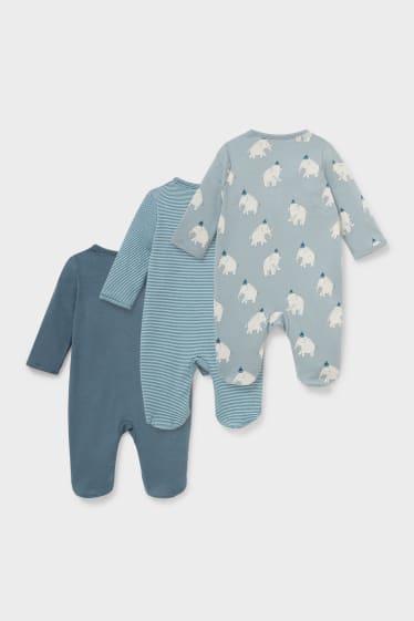 Niemowlęta - Wielopak, 3 szt. - piżama niemowlęca - niebieski / ciemnoniebieski