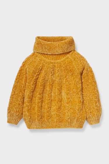 Children - Chenille polo neck jumper  - light orange