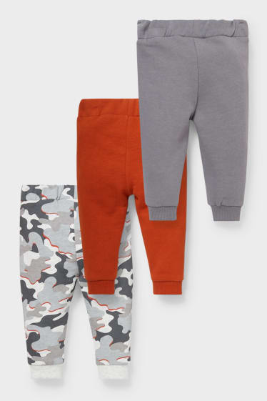 Bébés - Lot de 3 - pantalon de jogging pour bébé - orange / gris