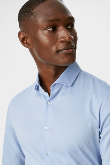 Uomo - Camicia business - body fit - colletto alla francese - Flex - facile da stirare - azzurro