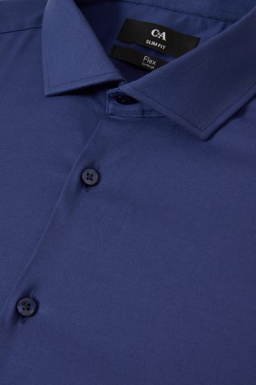 Pánské - Business košile - slim fit - cutaway - flex - tmavomodrá