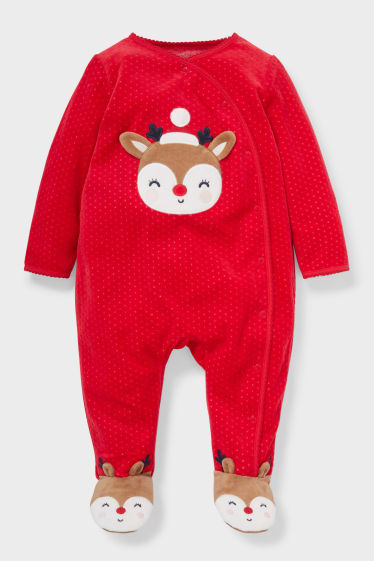 Niemowlęta - Świąteczna piżama niemowlęca - w kropki - czerwony