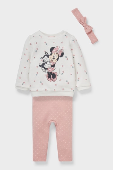 Baby's - Minnie Mouse - baby-outfit - 3-delig - wit / roze