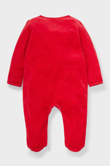 Niemowlęta - Świąteczna piżama niemowlęca - w kropki - czerwony