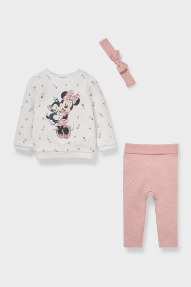 Baby's - Minnie Mouse - baby-outfit - 3-delig - wit / roze
