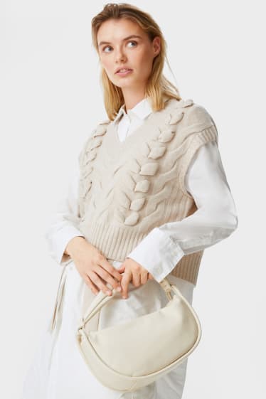 Women - Shoulder bag - faux leather - beige