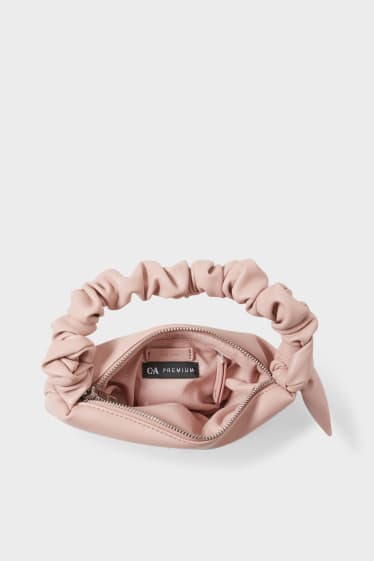 Damen - Schultertasche mit Knotendetail - Lederimitat - rosa