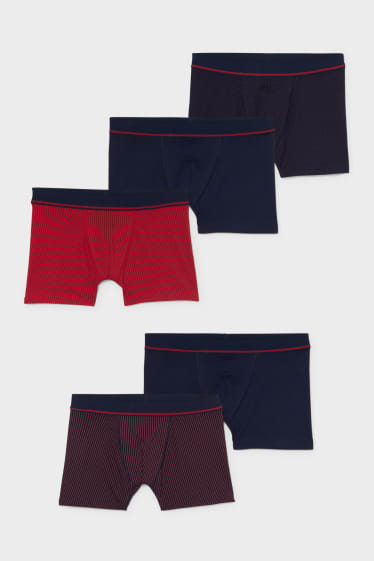 Pánské - Multipack 5 ks - boxerky - červená/tmavomodrá