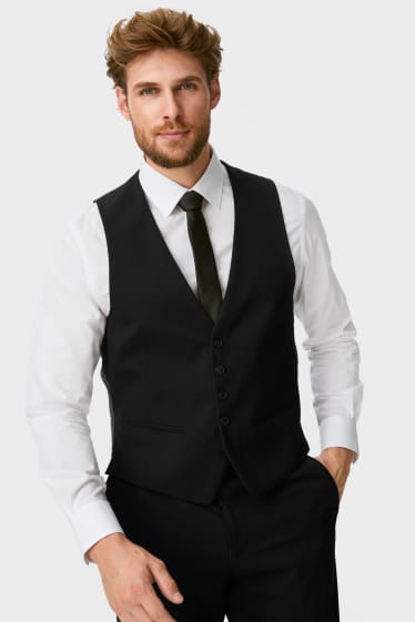 Pánské - Obleková vesta - regular fit - stretch - černá