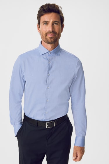 Hommes - Chemise de bureau - slim fit - cutaway - facile à repasser - bleu clair