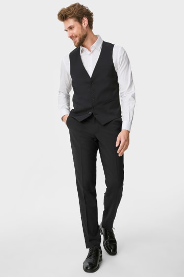 Hommes - Pantalon de costume - regular fit - Flex - laine mélangée - LYCRA® - noir