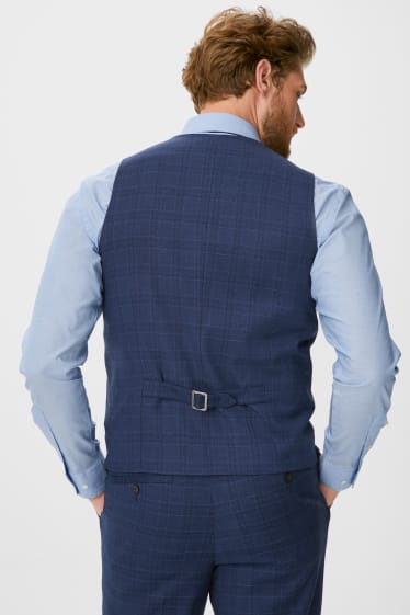 Hommes - Gilet à coordonner sans manches - regular fit - à carreaux - bleu foncé