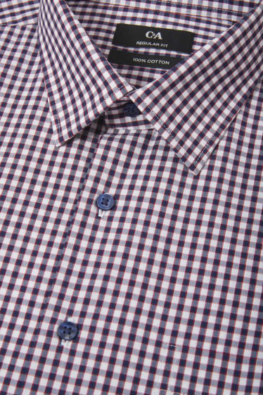 Pánské - Business košile - regular fit - kent - extra dlouhé rukávy - bílá/modrá