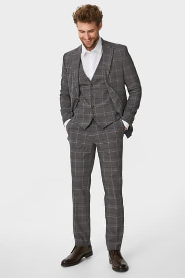 Men - Mix-and-match suit trousers - regular fit - check - gray / brown