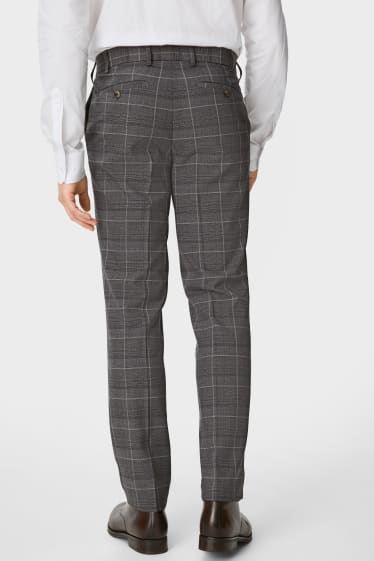 Pánské - Oblekové kalhoty - regular fit - Flex - kostkované - šedá/hnědá