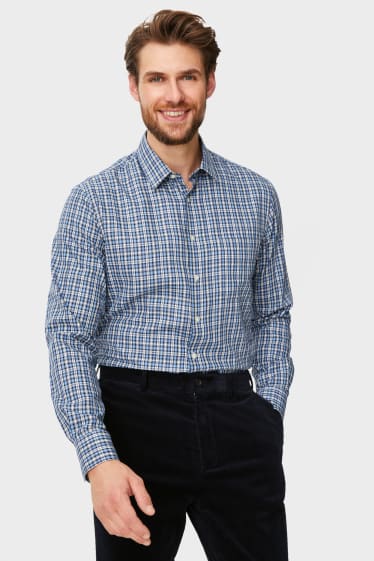 Herren - Feinstrick-Pullover und Hemd - Regular Fit - Kent - blau / weiss