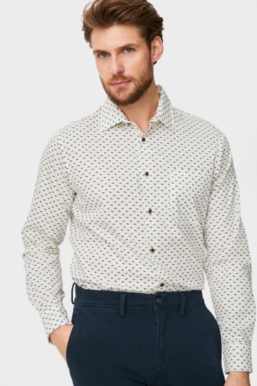 Heren - Businessoverhemd - regular fit - kent - gemakkelijk te strijken - wit