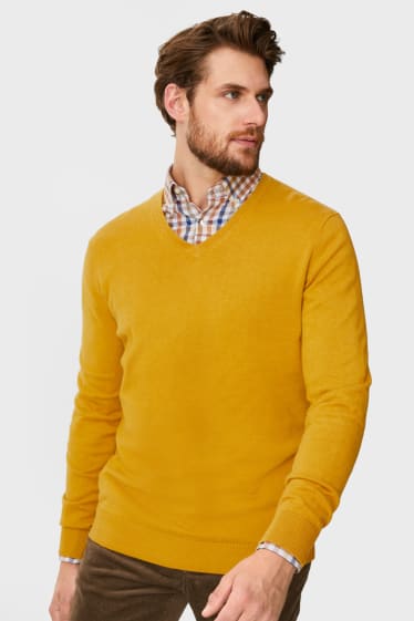 Hommes - Pull et chemise - regular fit - col button down  - jaune