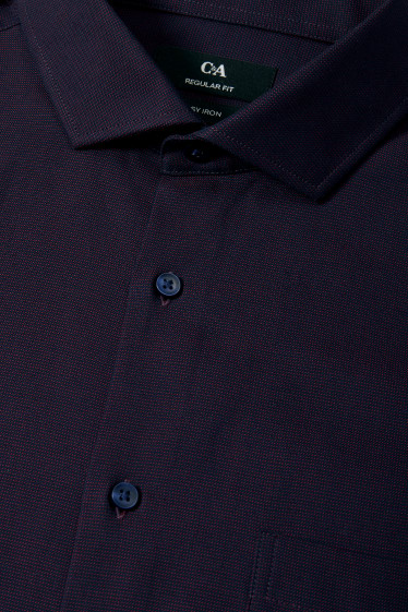 Mężczyźni - Koszula biznesowa - regular fit - kołnierzyk włoski - Flex - dobrze się prasuje - purpurowy