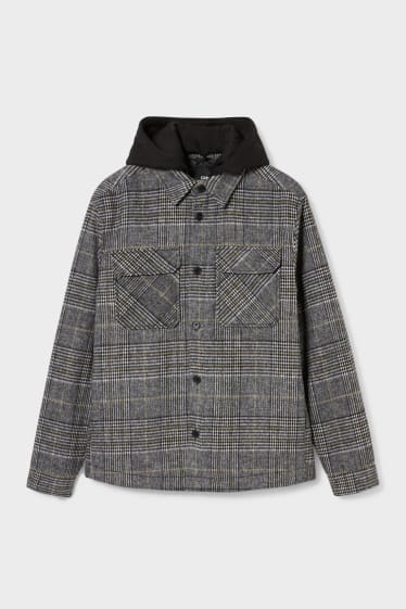 Uomo - CLOCKHOUSE - giacca a camicia - effetto 2 in 1 - quadretti - grigio melange