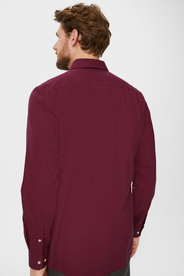 Heren - Business-overhemd - regular fit - Kent - gemakkelijk te strijken - donkerrood
