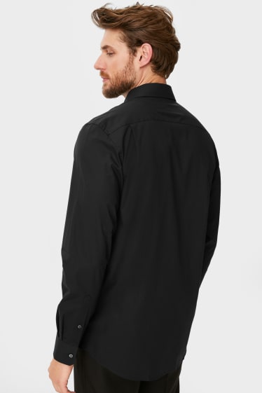 Home - Camisa formal - regular fit - coll kent - fàcil de planxar - negre