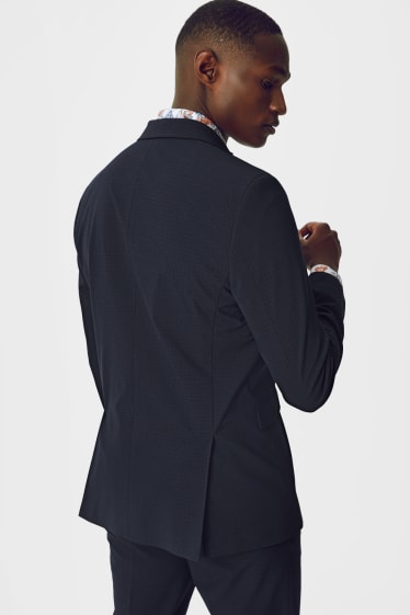 Men - Mix-and-match suit trousers - body fit - flex - check - dark blue