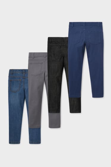 Kinderen - Set van 4 - jeans en pantalon - slim fit - grijs / donkerblauw