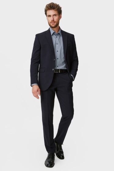 Men - Mix-and-match suit trousers - regular fit - flex - wool blend - LYCRA® - dark blue