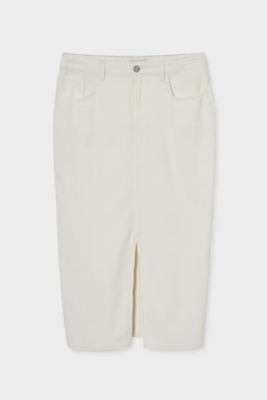 Women - Corduroy skirt - white