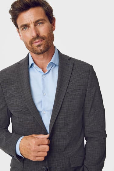 Men - Mix-and-match tailored jacket - slim fit - flex - check - gray